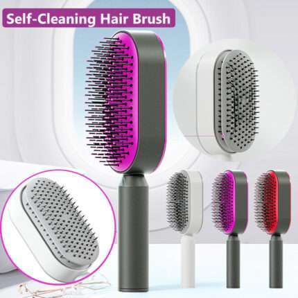 Self Cleaning Hair Brush For Women 1-key Cleaning Hair Loss Airbag Massage Scalp Comb Anti-Static Hairbrush